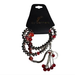 NWT G by Gennaro Red and Silver Stretch Bracelets Set of 3
